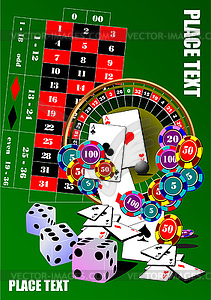 Таблица рулетка и казино элементами - векторное изображение клипарта
