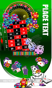 Roulette table and casino elements - color vector clipart