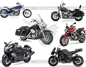 Six motorcycles - vector image