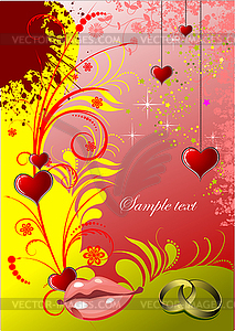 Decorative Valentine`s Day greeting card - vector image