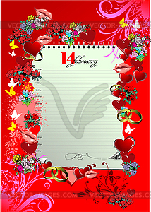 Valentine`s Day Greeting Card - color vector clipart