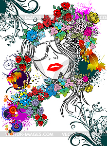 Floral woman silhouette - vector image