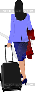 Business woman with suitcase. - vector image