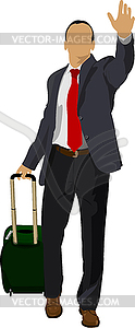 Business man with suitcase. - vector clip art