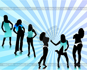 Pretty women silhouettes - vector clip art