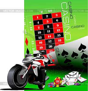 Casino elements with motorcycle - stock vector clipart