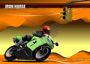 Desert with motorcycle - vector clip art