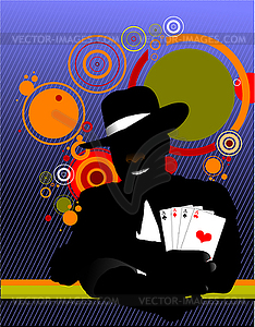 Illusionist in the scene - vector image