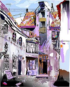 Medieval European Old Town - vector image