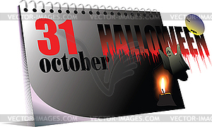 Desk Calendar. Halloween; - vector image