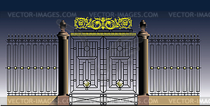 Old Iron gates and railing - vector image