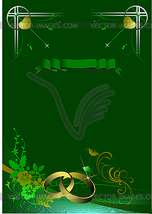 Wedding invitation on green background - vector image