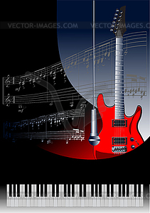 Piano with guitar - vector image