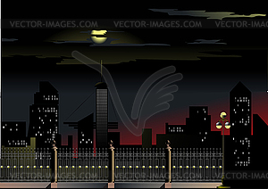 Sunrise in big town - vector clipart