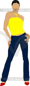 Young girl in yellow shirt - vector image