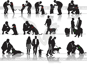 Man and woman with dog - vector image