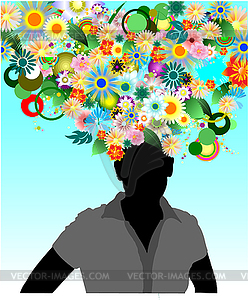 Floral face background - vector image