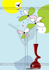 Летняя цветочная открытка - векторизованное изображение