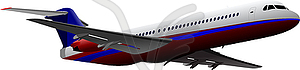 Пассажирский самолет в воздухе - векторное изображение клипарта