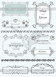 Big collection of ornate frames and ornaments with - vector clipart / vector image