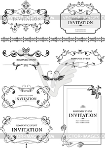 Big collection of ornate frames and ornaments with - vector image