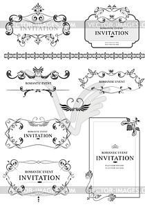 Big collection of ornate frames and ornaments with - vector image