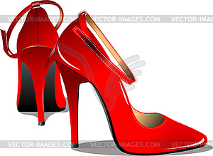 Red fashion woman pair of shoes - vector image