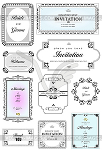 Collection of ornate frames and ornaments - vector clipart