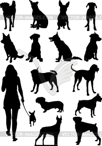 Set of dogs silhouette - vector image