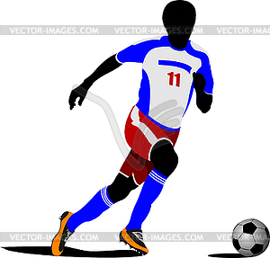 Football playeron field. Colored - vector clipart