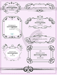 Collection of ornate frames and ornaments with - vector image