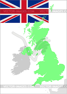 United Kingdom flag and map - royalty-free vector image