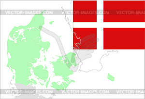 Denmark map and flag, set - vector clip art