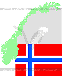 Norway - set with flag and map - vector clip art