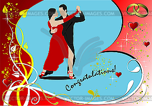 Valentine`s Day greeting card with tango dancing - vector image