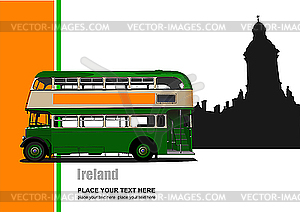 Vintage green bus illustration - vector clip art