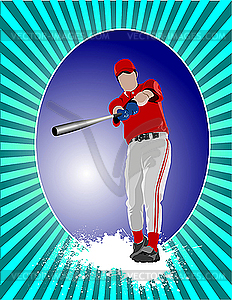 Baseball player poster - vector image