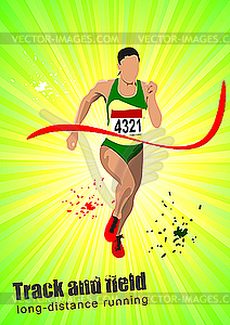 Poster with woman runner - vector clipart