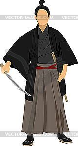 Samurai with the sword - vector clipart