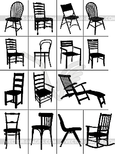 Home chair silhouettes - vector clipart