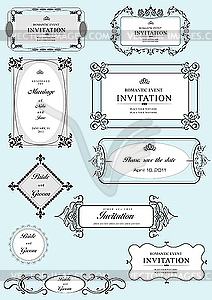 Set of ornate frames and ornaments with sample text - vector image