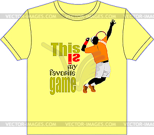 Trendy T-Shirt design with tennis player - vector clip art