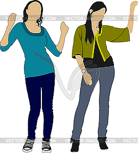 Two women - vector clipart