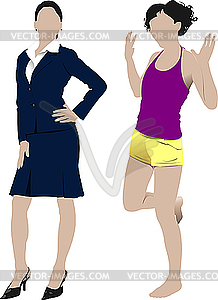 Two women - vector clipart