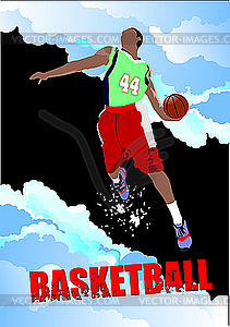 Poster with basketball player - vector image