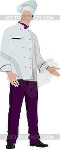 Шеф-повар в белом - векторизованное изображение