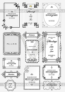 Ornate frames and ornaments with sample text - vector image