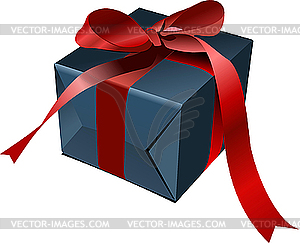 Gift box with red bow - vector clipart