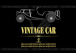 White silhouette of vintage car cabriolet - royalty-free vector clipart