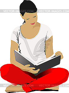 Young Woman reading book - vector image